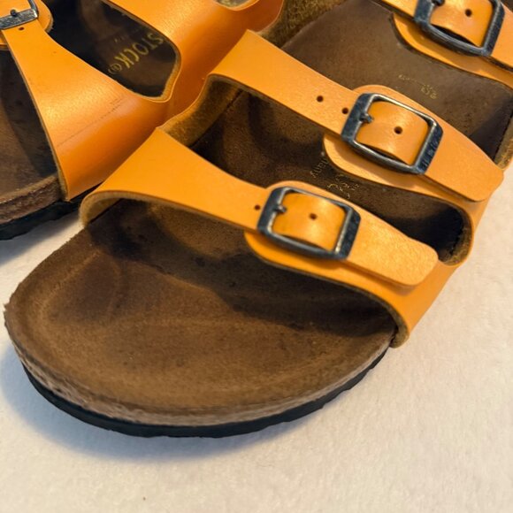 SIZE 39 8 N Birkenstock Florida Birko-Flor Orange 3 Strap Sandals - Picture 2 of 9